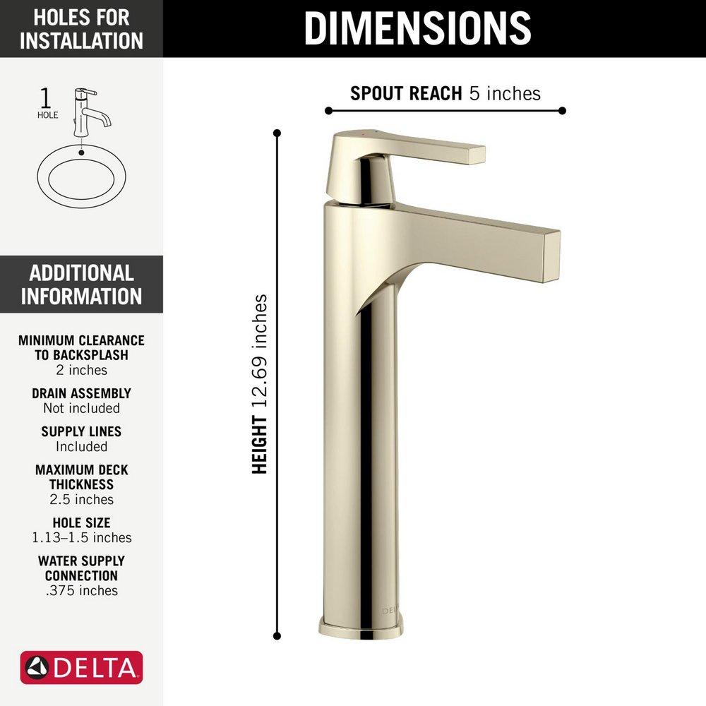 Delta Faucet Brilliance Polished Nickel Single Handle Vessel Filler Bathroom Sink Faucet 