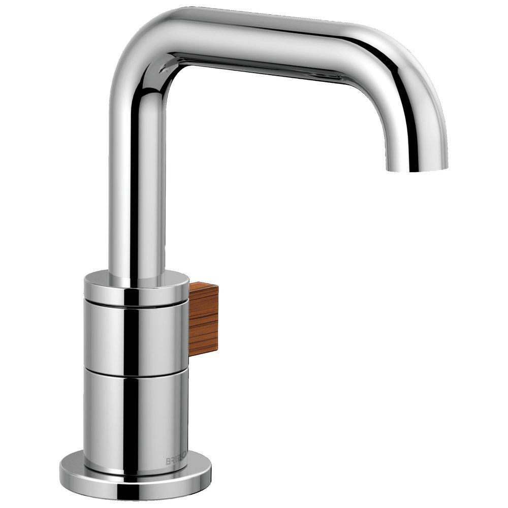 Brizo Polished Chrome/Teak Wood Single Handle Bathroom Sink Faucet 
