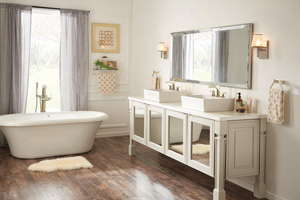 Delta Faucet Polished Nickel Two Handle Widespread Bathroom Sink Faucet Lever Handle 