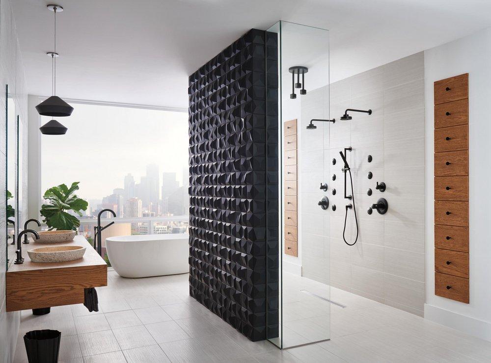 Brizo Matte Black 1.75 gpm 1-Function Ceiling Mount Pendant Showerhead 