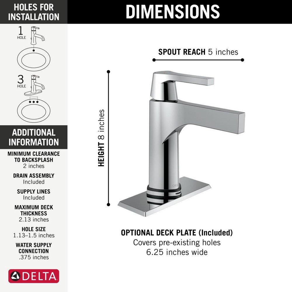 Delta Faucet Chrome Single Handle Monoblock Bathroom Sink Faucet 