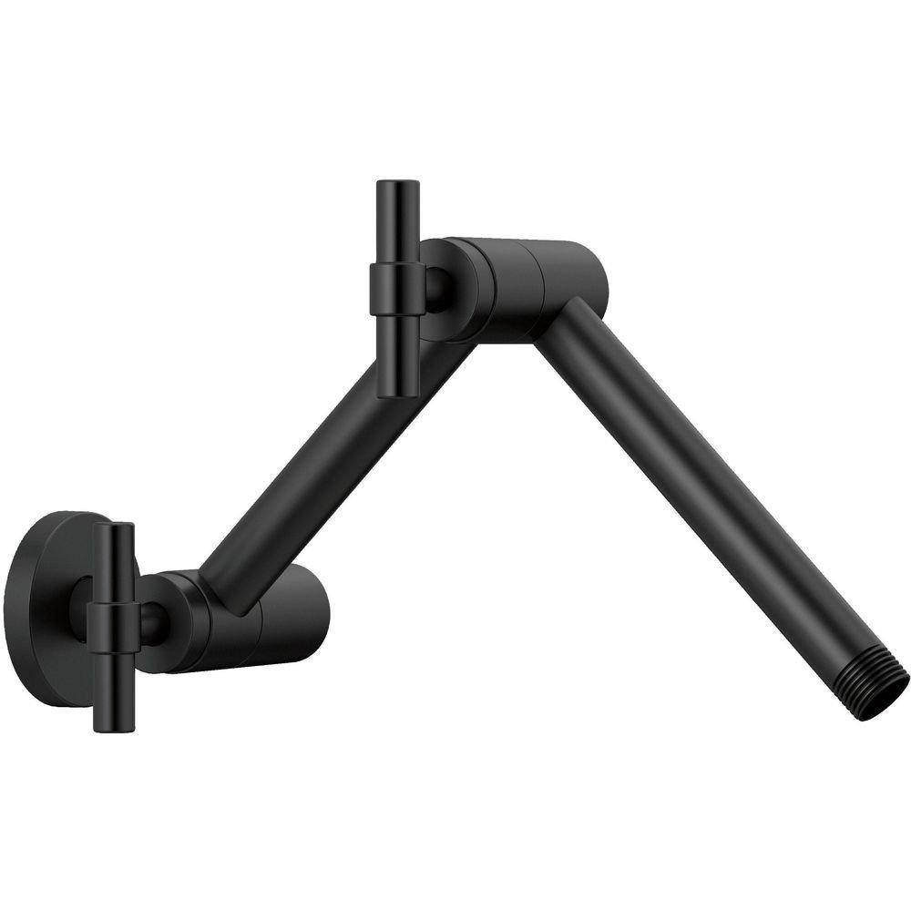 Brizo Matte Black 1/2 in. NPSM Brass Shower Arm and Flange 