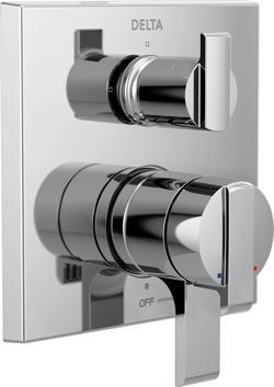 Three Handle Pressure Balancing Valve Trim with Integrated Diverter in Chrome