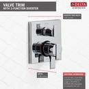 Delta Faucet Chrome Three Handle Pressure Balancing Valve Trim with Integrated Diverter 