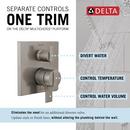 Delta Faucet Brilliance® Stainless Three Handle Pressure Balancing Valve Trim with Integrated Diverter 