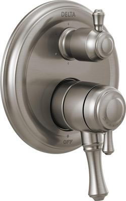 Three Handle Pressure Balancing Valve Trim with Integrated Diverter in Brilliance&reg; Stainless