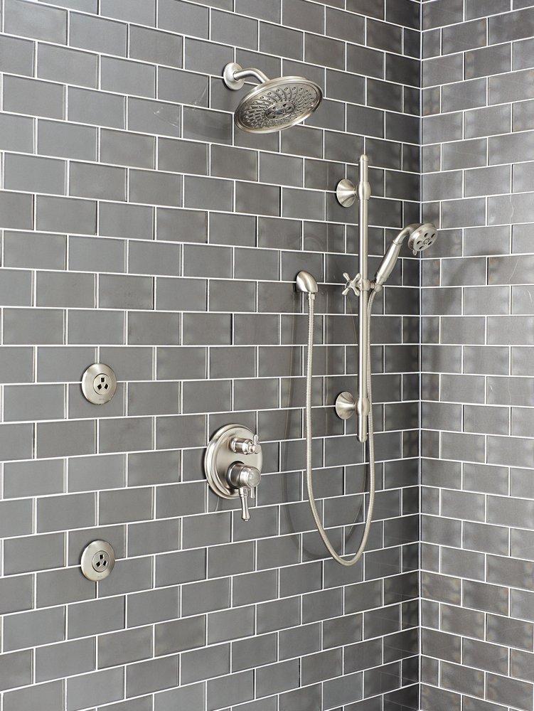 Delta Faucet Brilliance&reg; Stainless Three Handle Multi Function Bathtub & Shower Faucet with Diverter Trim Only 