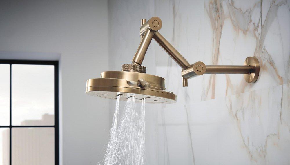 Brizo Luxe Gold Jointed Shower Arm and Flange 