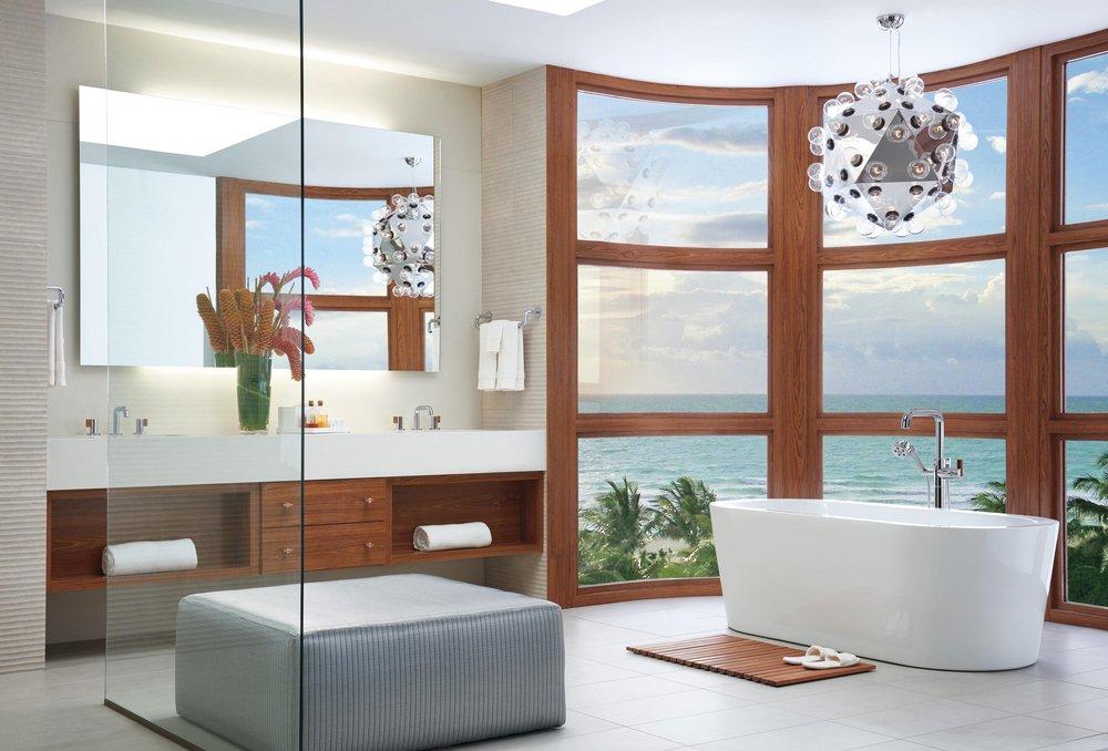 Brizo Polished Chrome/Teak Wood SINGLE-HANDLE FREESTANDING TUB FILLER HANDLE KIT - LEVER 