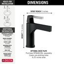 Delta Faucet Chrome/Matte Black Single Handle Monoblock Bathroom Sink Faucet 