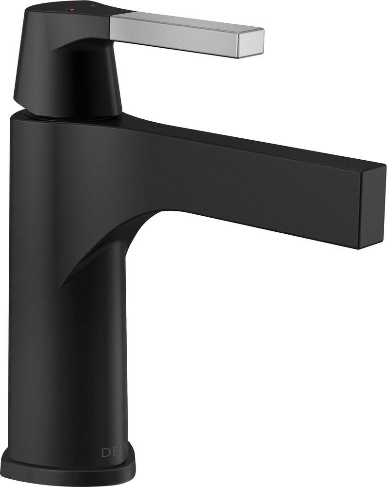 Delta Faucet Chrome/Matte Black Single Handle Monoblock Bathroom Sink Faucet 