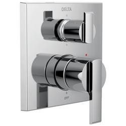 Two Handle Pressure Balancing Valve Trim with Integrated Diverter in Chrome