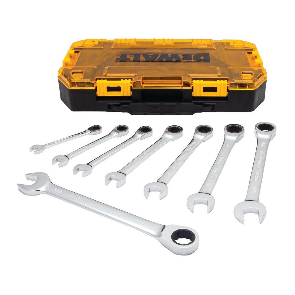 DEWALT Polished Chrome Ratcheting Combination Wrench Set 