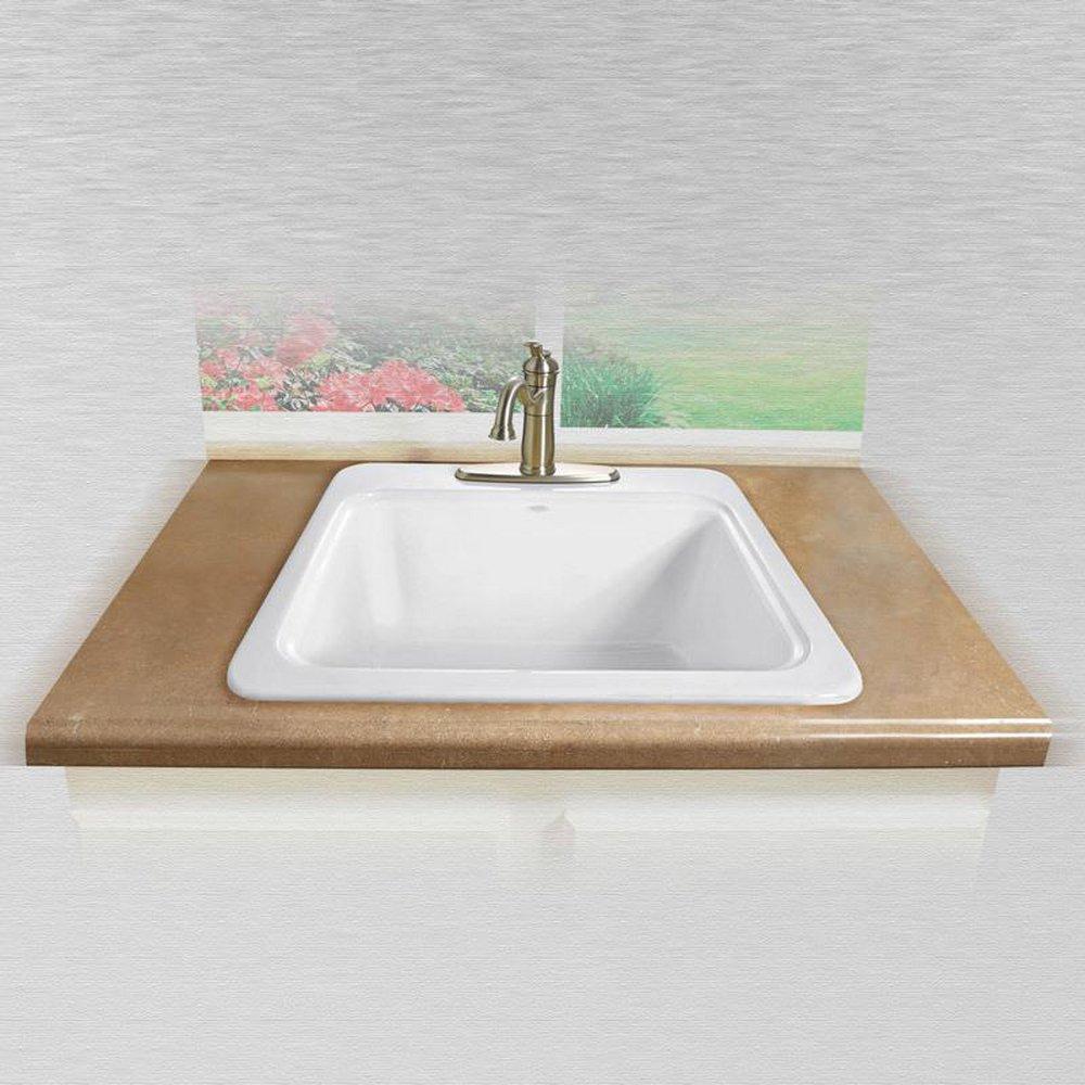 Commercial Enameling White 5-Hole Undermount Laundry Tray 
