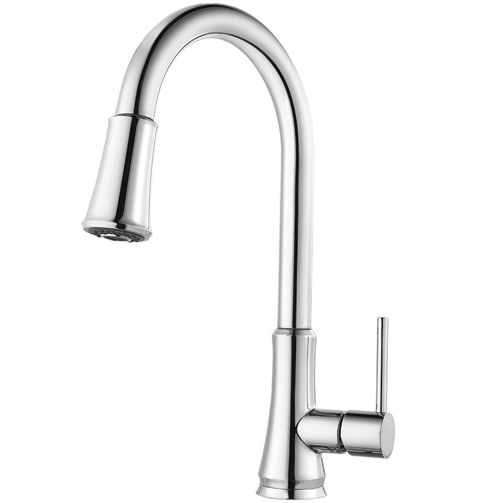Pfister Polished Chrome Single Handle Pull Down Kitchen Faucet 