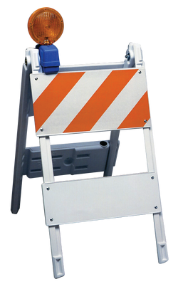42 in. Type I Folding Barricade with (2) 12 in x 24 in Engineer Grade Reflective Top Panels and (2) 6 in x 24 in Bottom Panels