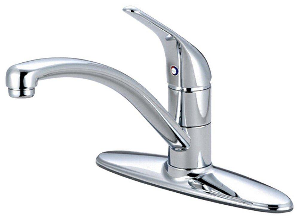 Pioneer Industries PVD Polished Chrome 1.5 gpm 3-Hole Swivel Kitchen Faucet with Single Lever Handle 