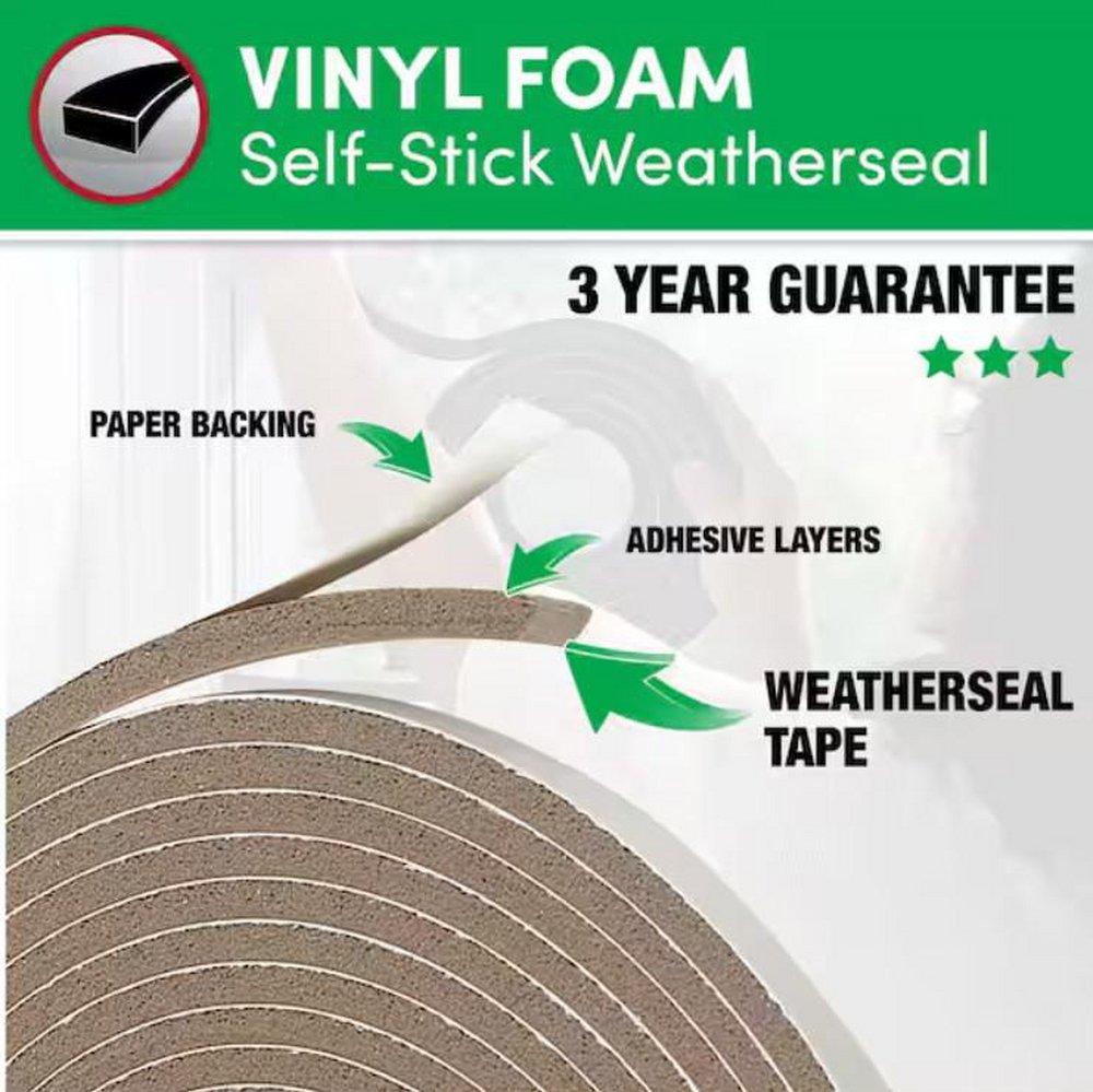 Thermwell Products Brown 17 ft. Vinyl Foam Tape in Brown 