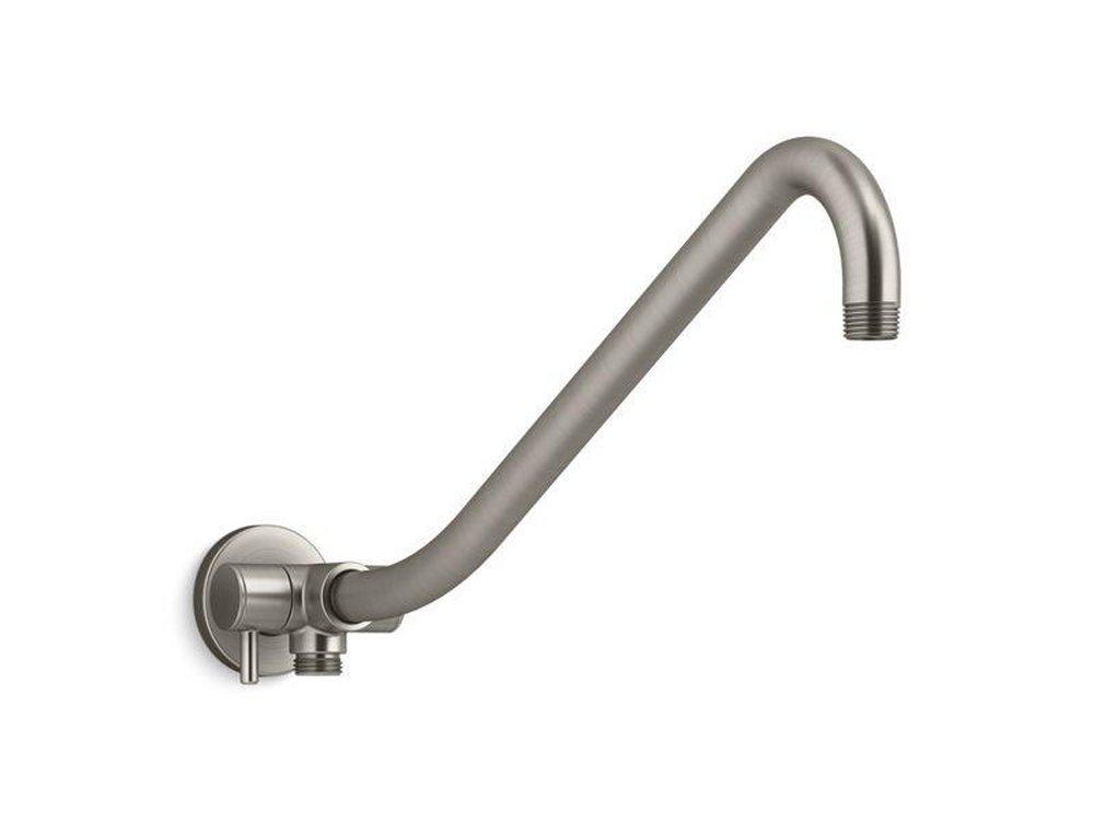 KOHLER Vibrant&reg; Brushed Nickel Gooseneck Rainhead Arm with 2-Way Diverter 