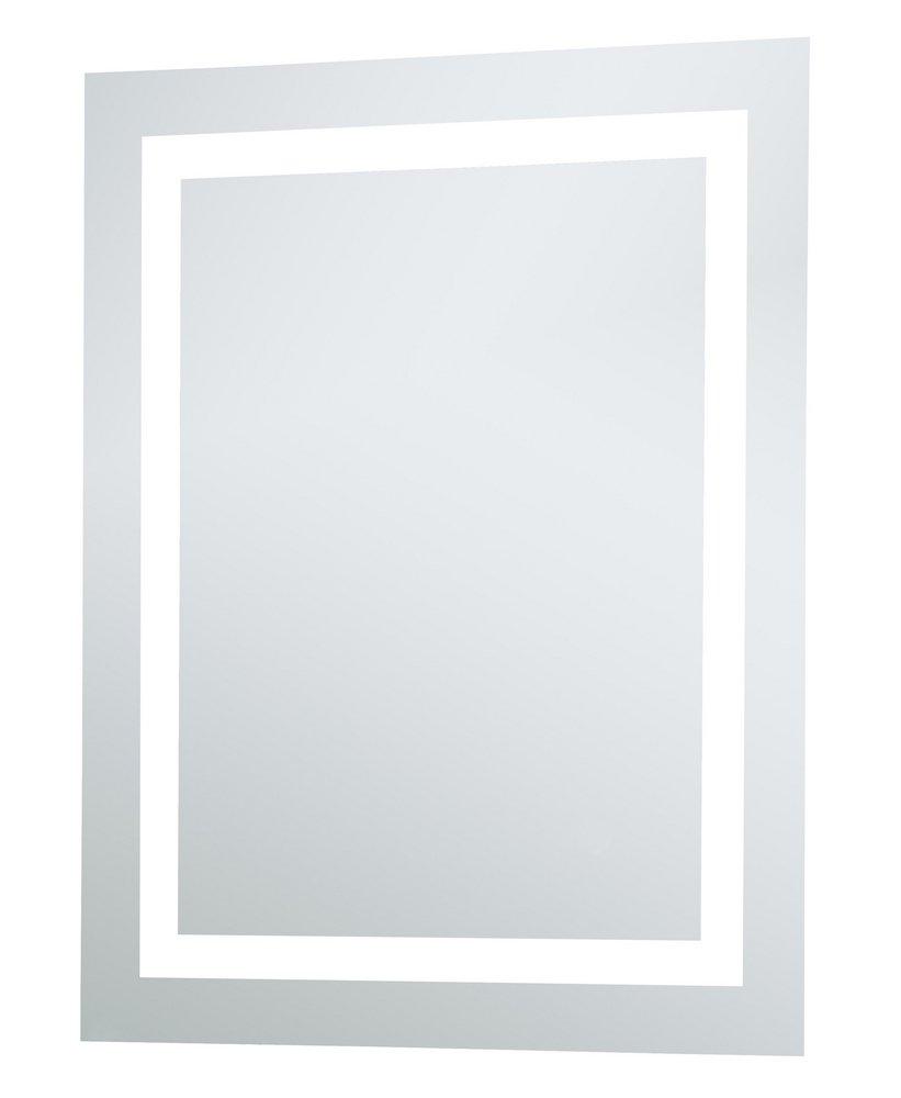 Elegant Lighting Glossy White Frameless Rectangle Mirror with LED in Glossy White 