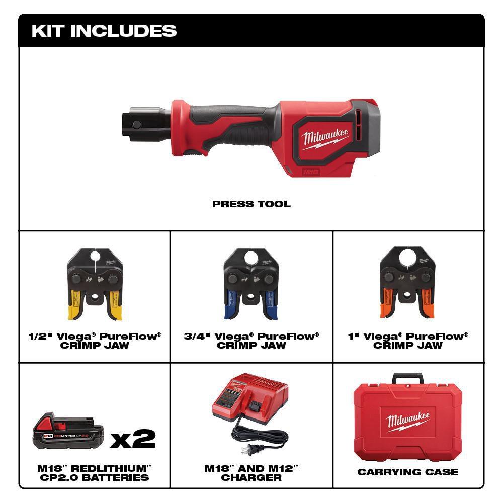 Milwaukee&reg; Red 1 in. Battery Press Tool Kit 