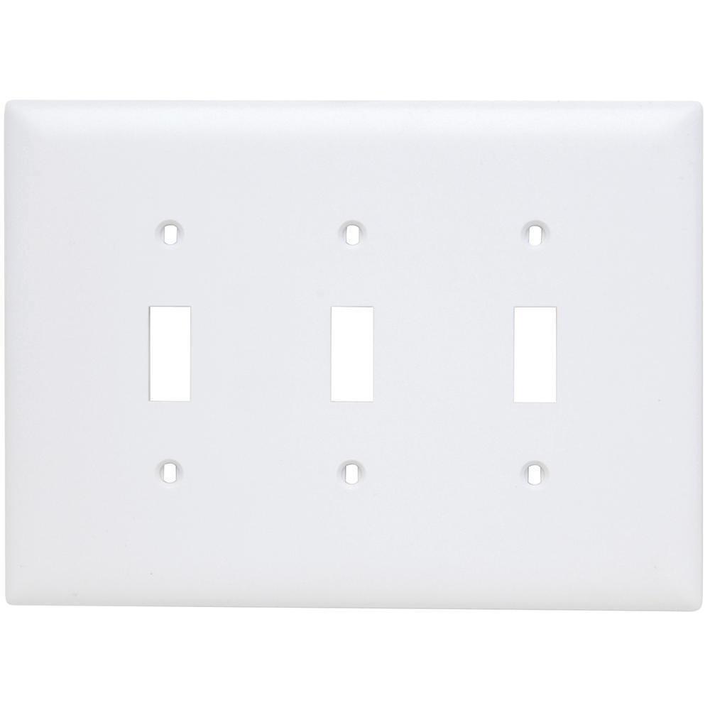 Pass & Seymour White 3-Gang Toggle Wall Plate 