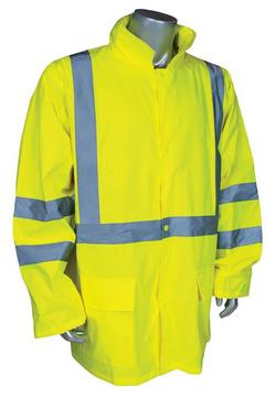 XL Size Polyester Rain Jacket in Hi-Viz Green