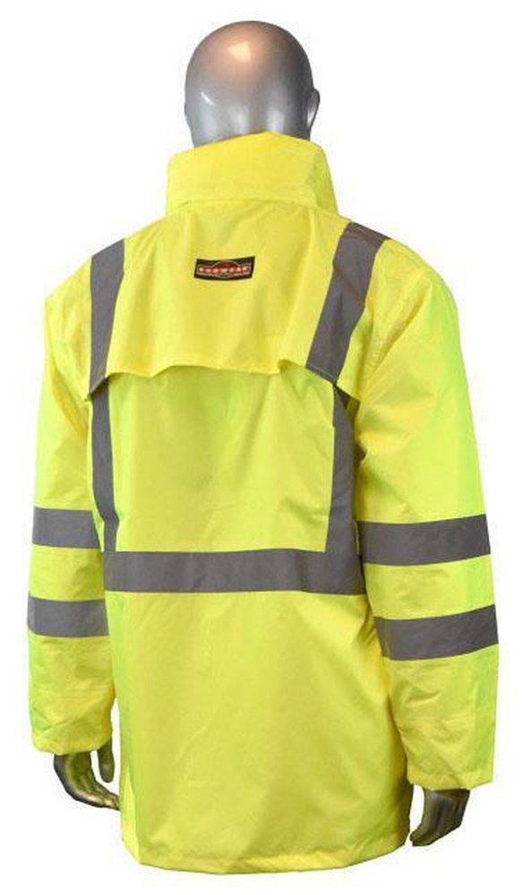 Radians Hi-Viz Green Polyester Rain Jacket in Hi-Viz Green 