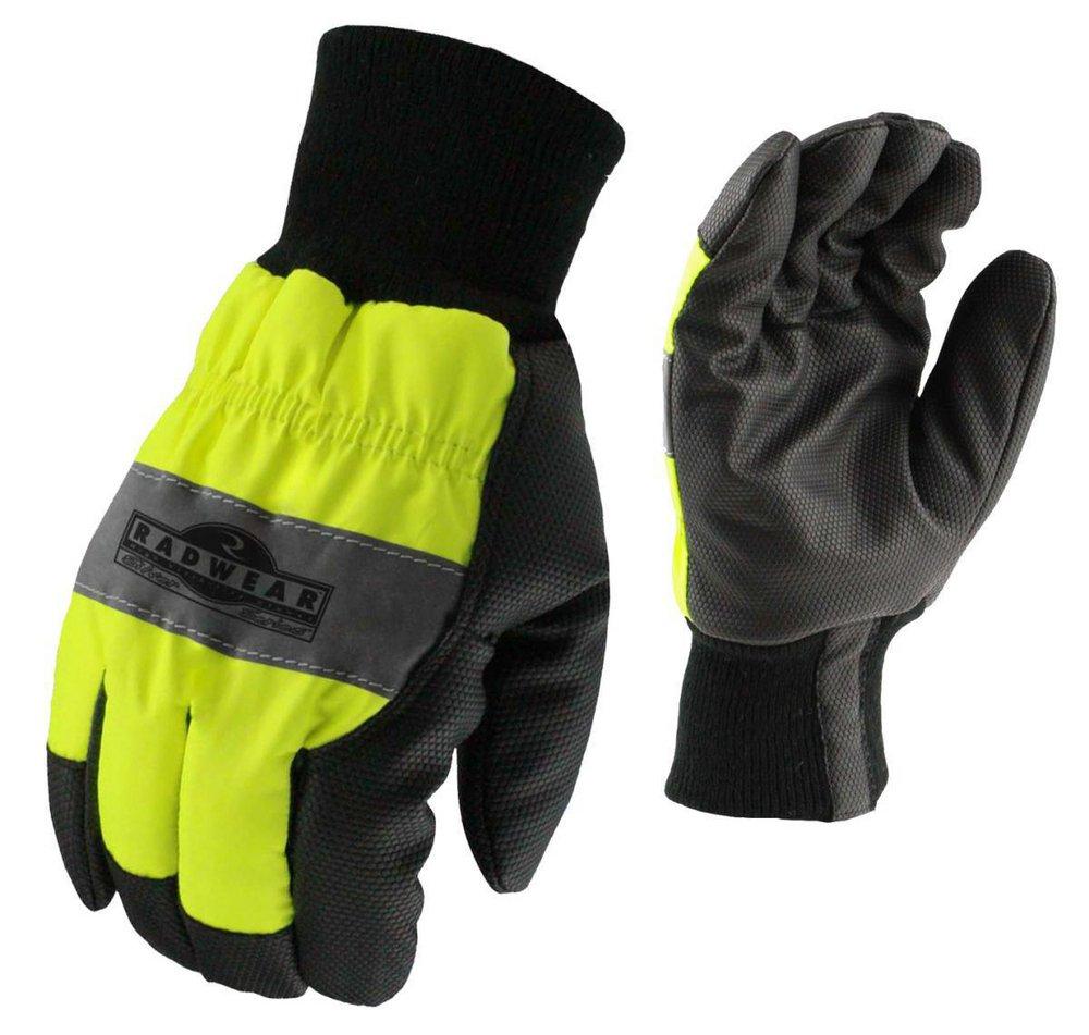 Radians Yellow M Size Reusable Cold Weather, Construction and Traffic Control Thermal Lined Glove in Black and Hi-Viz Yellow 