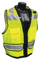 M Size Polyester Grommet Safety Vest with Zipper Closure in Hi-Viz Green