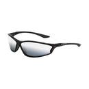 Polycarbonate Shiny Black Frame Safety Glass with Silver Mirror Lens
