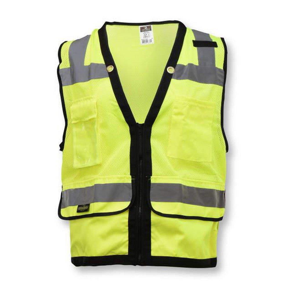 Radians Hi-Viz Orange Polyester Grommet Safety Vest with Zipper Closure in Hi-Viz Green 