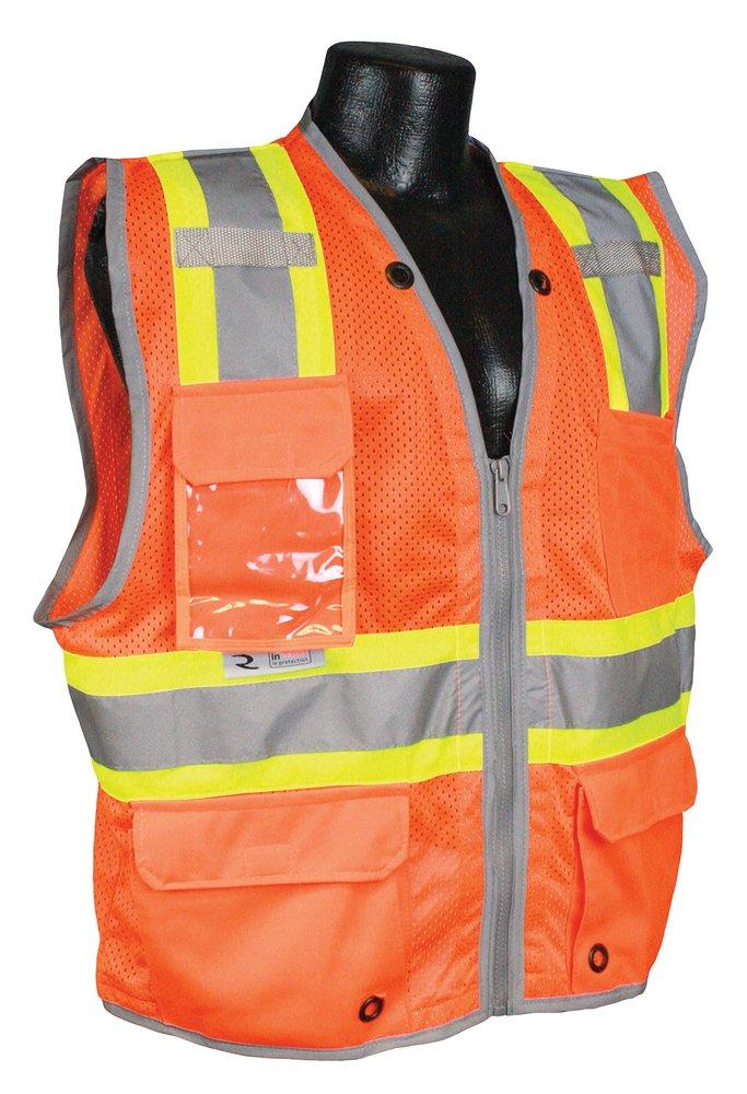 Radians Hi-Viz Orange Mesh Heavy Duty Two Tone Surveyor Vest in Hi-Viz Orange 
