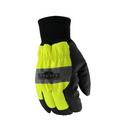 M Size Shell Reusable Cold Weather, Construction and Traffic Control Thermal Lined Glove in Black and Hi-Viz Yellow
