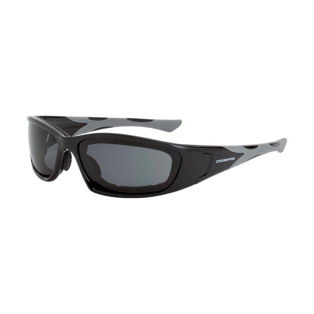 Crossfire Black Frame Foam Lined Polycarbonate Safety Glass with Anti-Fog Lens 