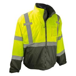 Class 3 Deluxe Three-in-One Bomber Jacket with Removable Fleece Jacket Hi-Viz Green Large