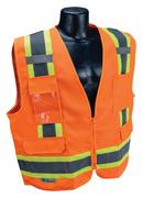 L Size Twill and Polyester Surveyor Vest in Hi-Viz Orange