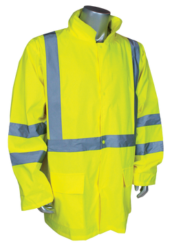 XXXL Size Polyester Rain Jacket in Hi-Viz Green