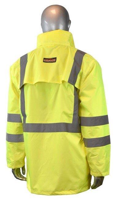 Radians Hi-Viz Green Reusable Plastic Rain Jacket in Hi-Viz Green 