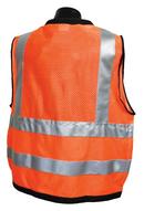M Size Polyester Grommet Safety Vest with Zipper Closure in Hi-Viz Orange