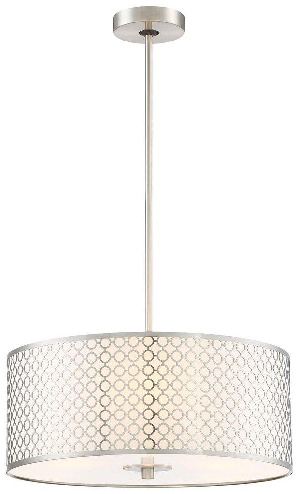 George Kovacs Brushed Nickel 3-Light Pendant with White Acrylic and Etched Glass 