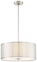 George Kovacs Brushed Nickel 3-Light Pendant with White Acrylic and Etched Glass 