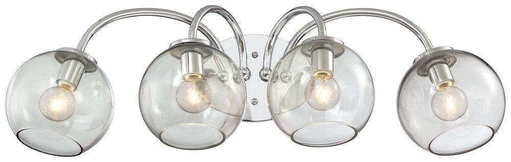 George Kovacs Polished Chrome 60W 4-Light Bath Light with Tinted Smoke Glass 