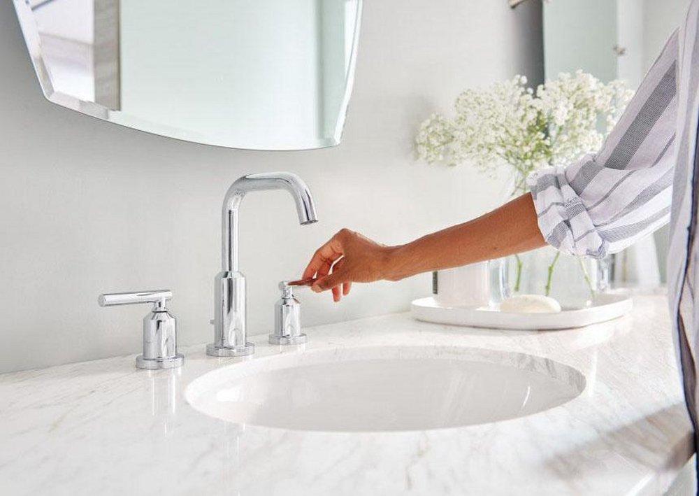 Moen Chrome Two Handle Widespread Bathroom Sink Faucet with Pop-Up Drain 