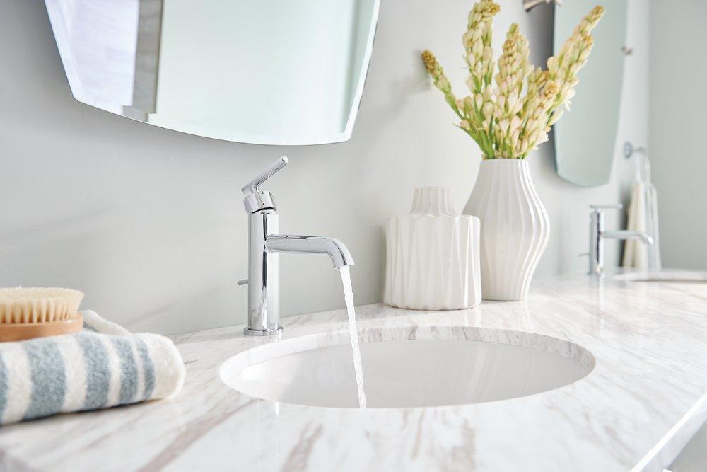 Moen Chrome Single Handle Monoblock Bathroom Sink Faucet with Pop-Up Drain Assembly 