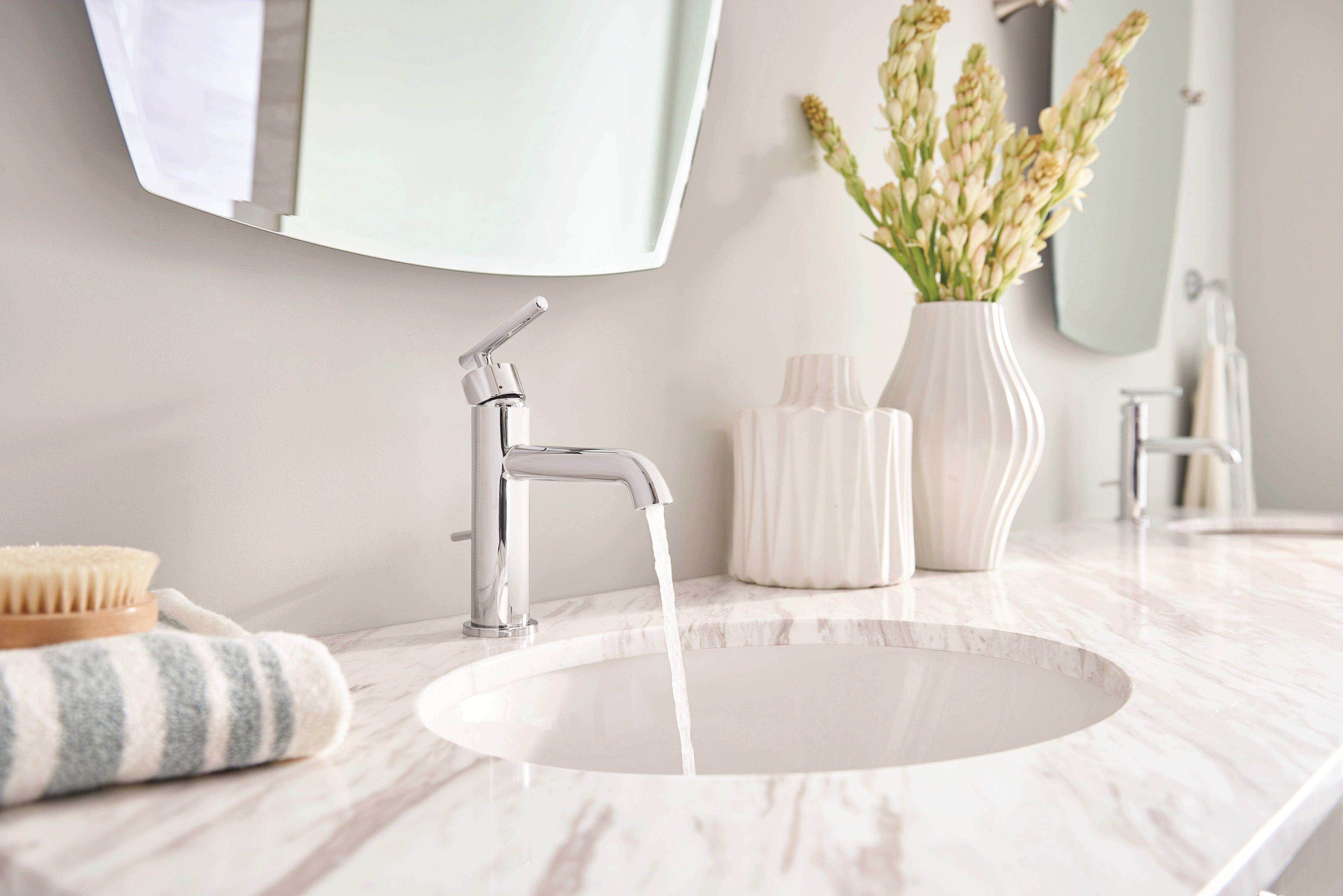 Moen Chrome Single Handle Monoblock Bathroom Sink Faucet 