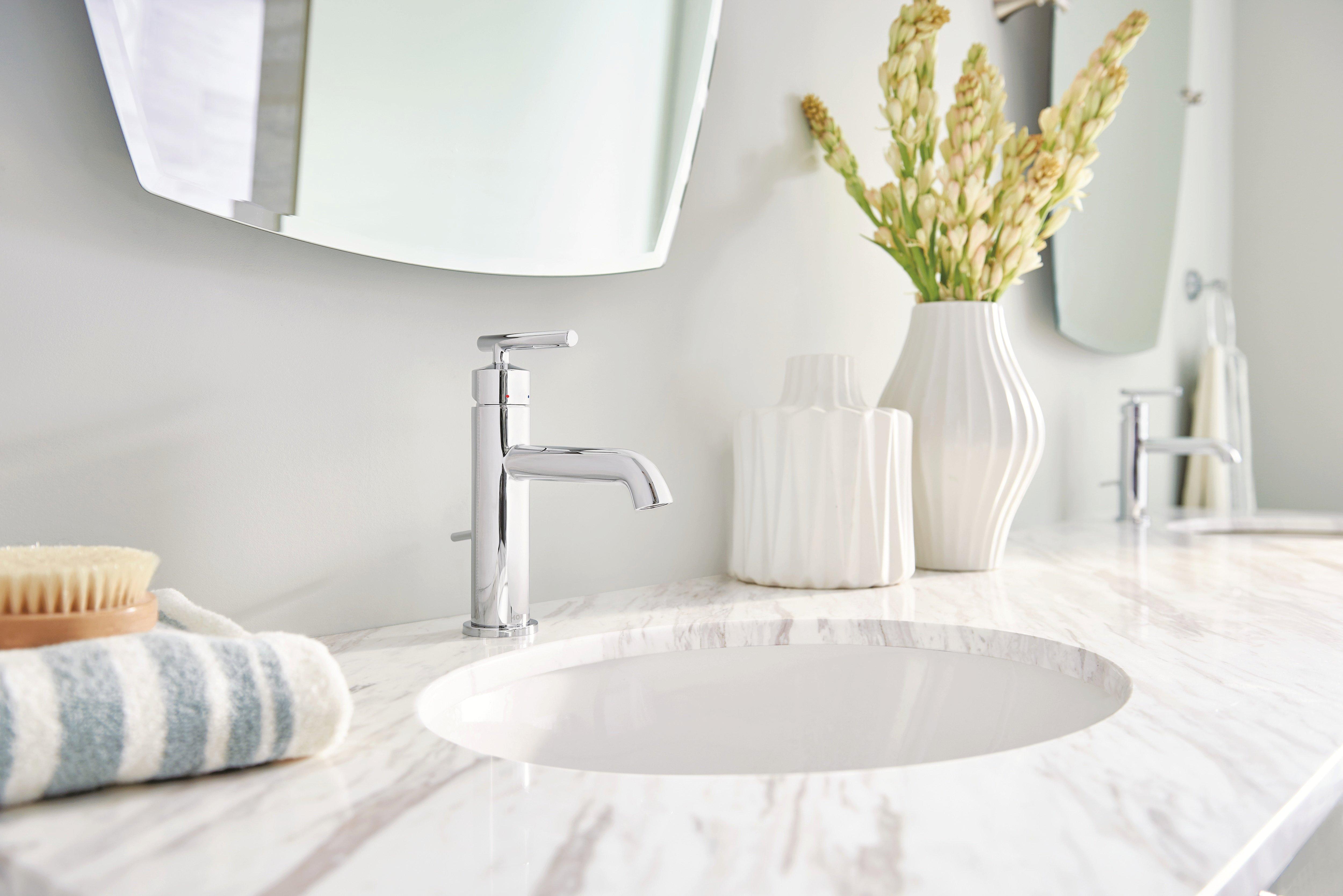 Moen Chrome Single Handle Monoblock Bathroom Sink Faucet 