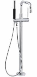 Floor Mount Tub Filler with Single Lever Handle in Polished Chrome