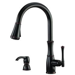 Single Handle Pull Down Kitchen Faucet in Tuscan Bronze