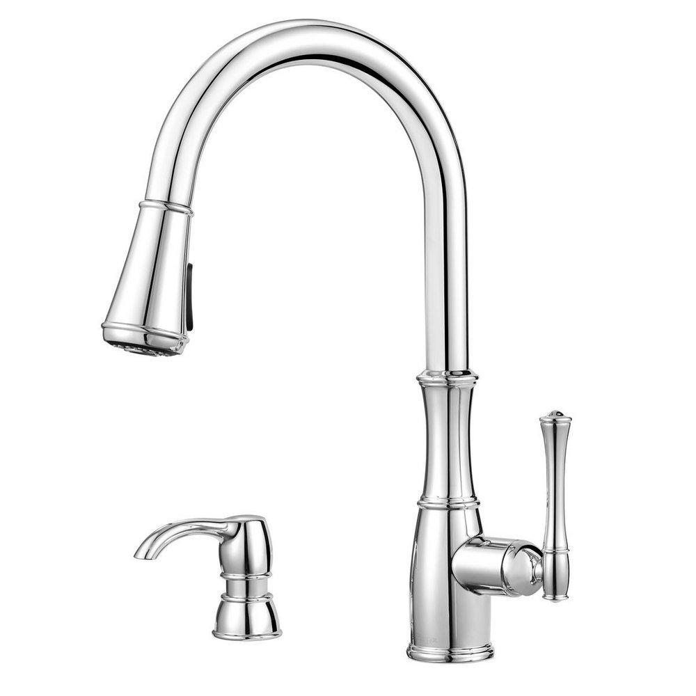 Pfister Polished Chrome Single Handle Pull Down Kitchen Faucet 